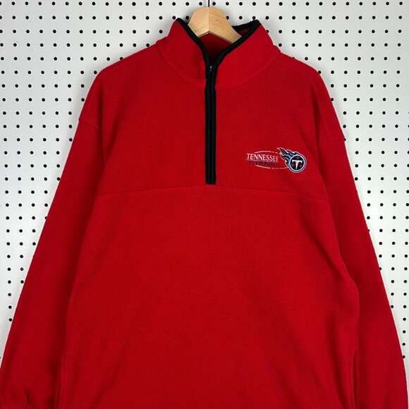 Tennessee Titans Vintage Fleece Jacket Pullover Sz XL Red Stitched Logo NFL Zip - Picture 2 of 8